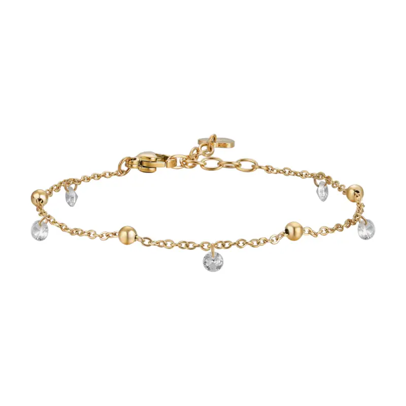 BRACCIALE DONNA IN ACCIAIO IP GOLD CON ZIRCONI BIANCHI
