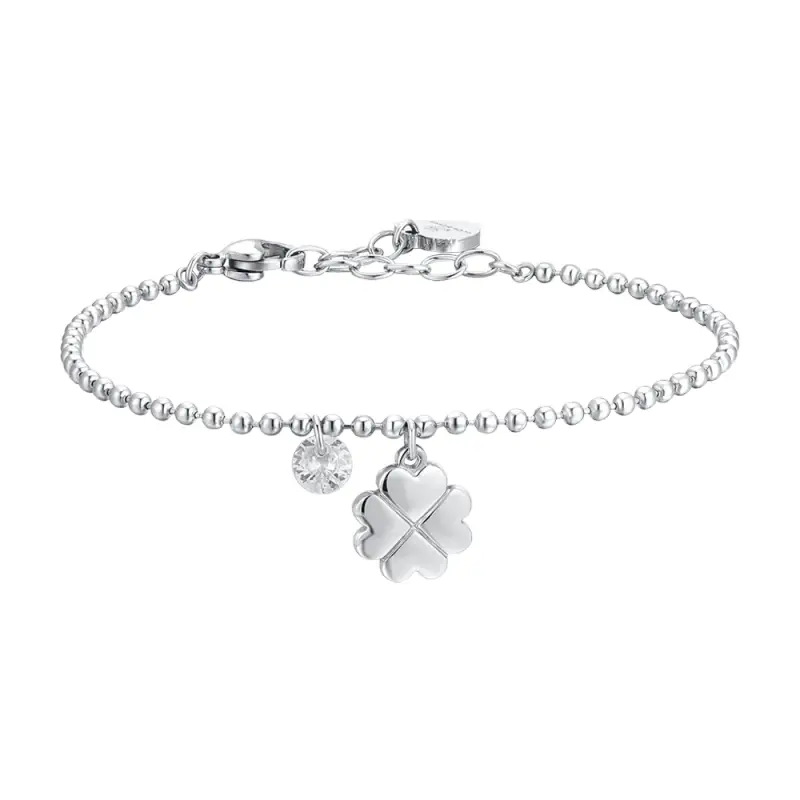 BRACCIALE DONNA IN ACCIAIO QUADRIFOGLIO E ZIRCONE