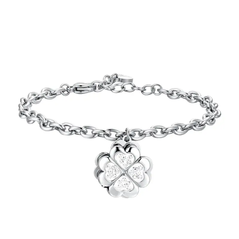 BRACCIALE DONNA IN ACCIAIO QUADRIFOGLIO GIREVOLE