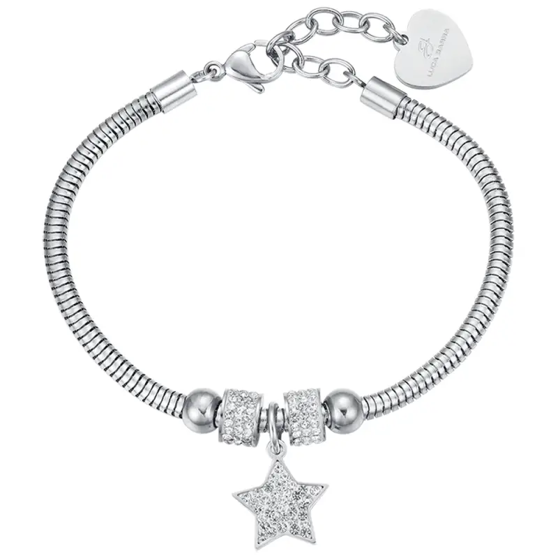 BRACCIALE DONNA IN ACCIAIO STELLA CON CRISTALLI BIANCHI