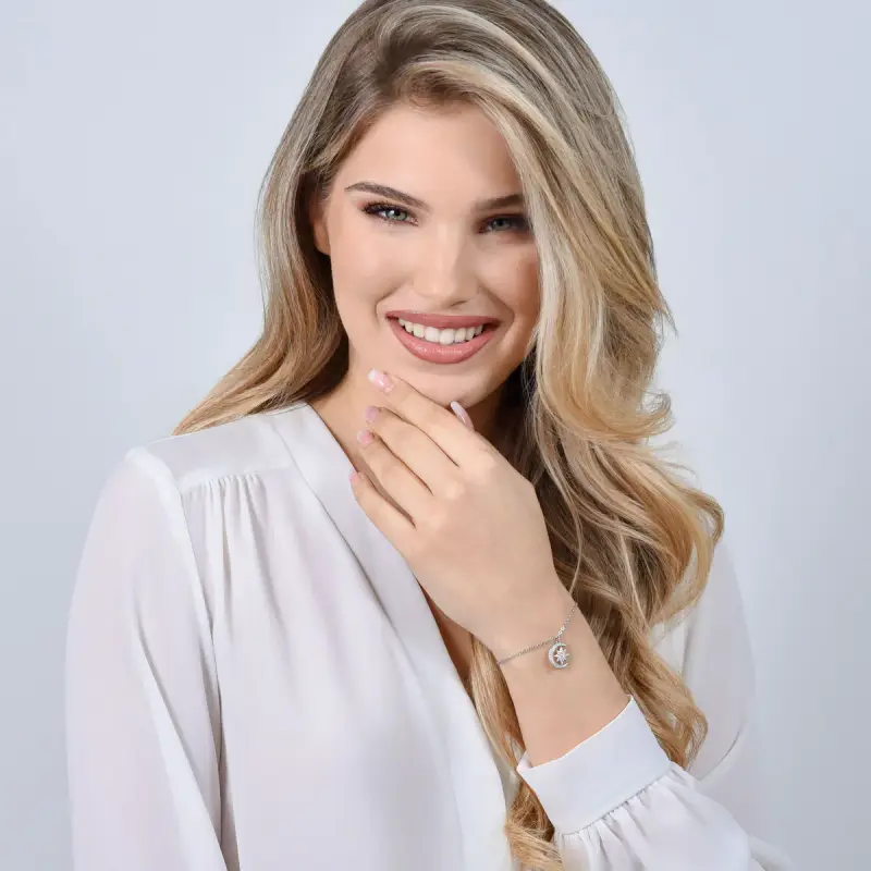 BRACCIALE DONNA IN ACCIAIO STELLA E LUNA miniatura 3