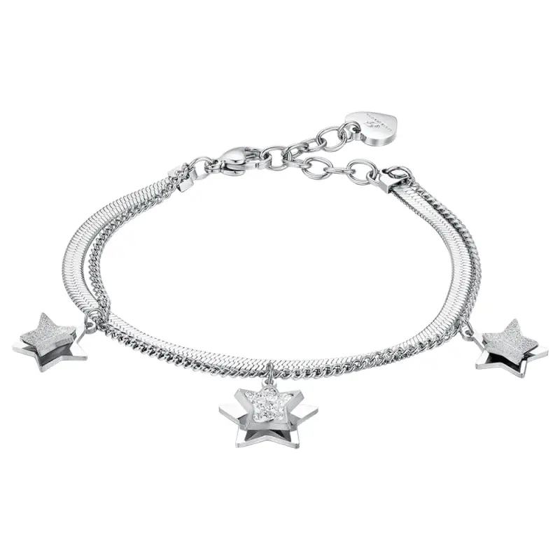 BRACCIALE DONNA IN ACCIAIO STELLE CON CRISTALLI BIANCHI