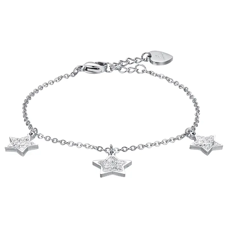 BRACCIALE DONNA IN ACCIAIO STELLE CON CRISTALLI BIANCHI