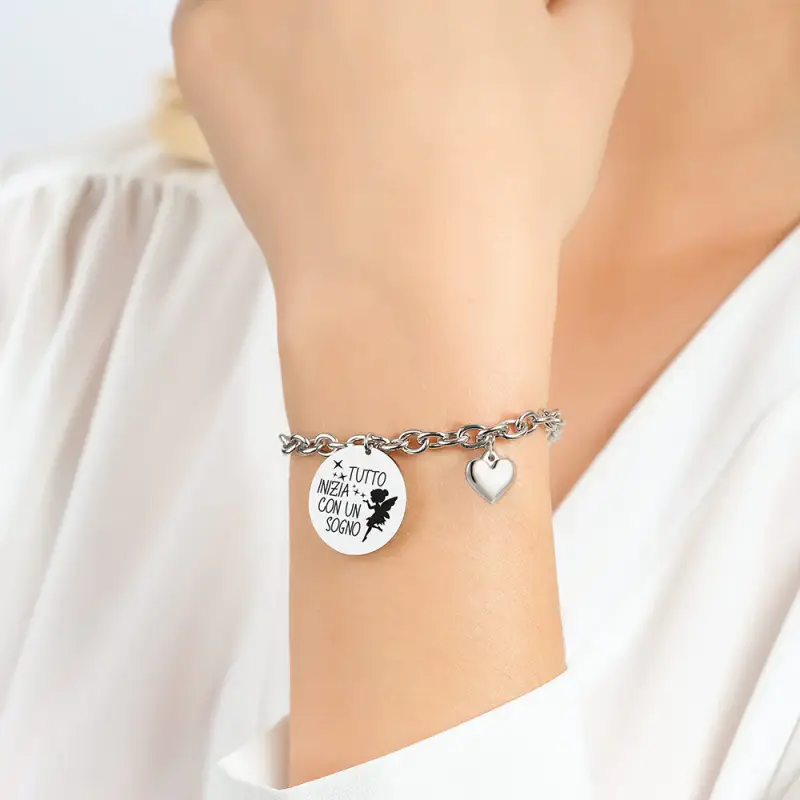 BRACCIALE DONNA IN ACCIAIO TUTTO INIZIA CON UN SOGNO miniatura 2