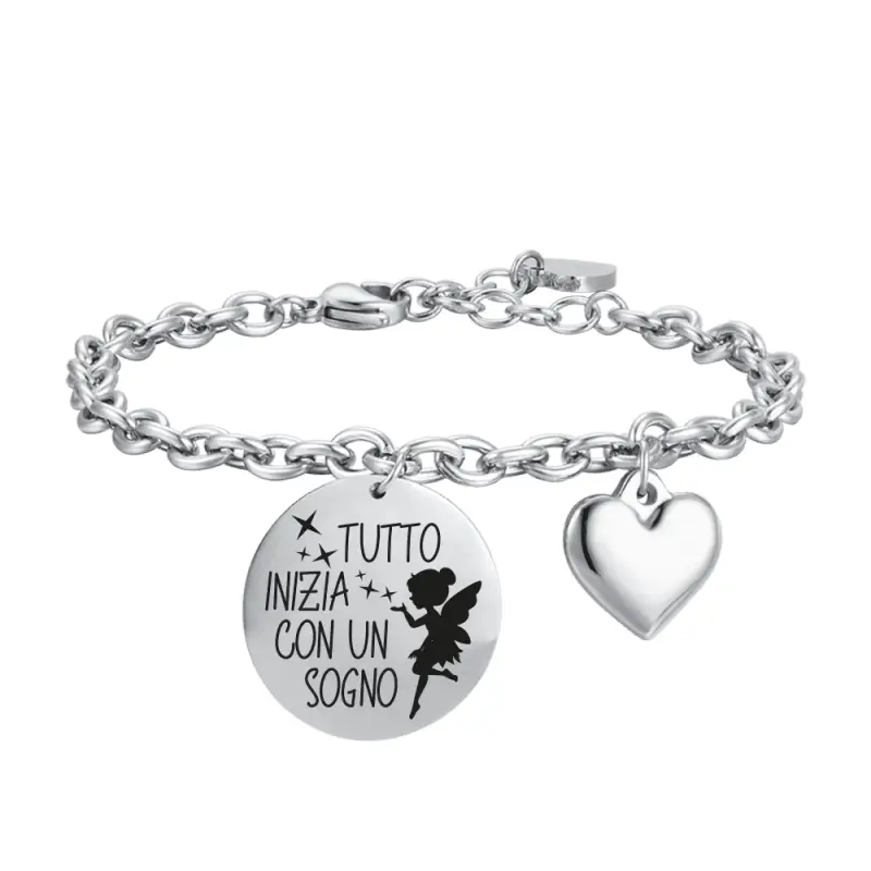 BRACCIALE DONNA IN ACCIAIO TUTTO INIZIA CON UN SOGNO