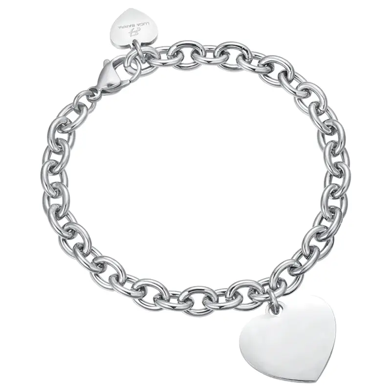 BRACCIALE DONNA PERSONALIZZATO IN ACCIAIO CON CUORE MAGLIA CATENA