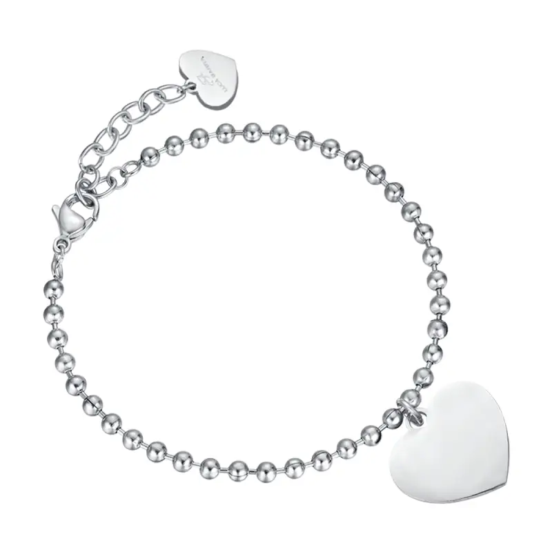 BRACCIALE DONNA PERSONALIZZATO IN ACCIAIO CON CUORI