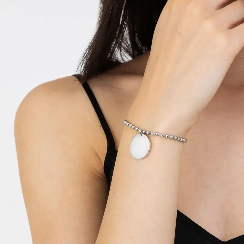 BRACCIALE DONNA PERSONALIZZATO IN ACCIAIO CON PIASTRA, Argento miniatura 2