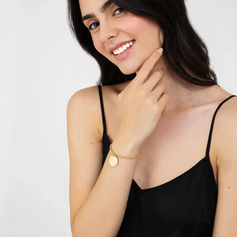 BRACCIALE DONNA PERSONALIZZATO IN ACCIAIO CON PIASTRA, Oro miniatura 3