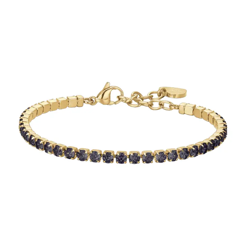 BRACCIALE DONNA TENNIS IN ACCIAIO IP GOLD CON CRISTALLI BIANCHI