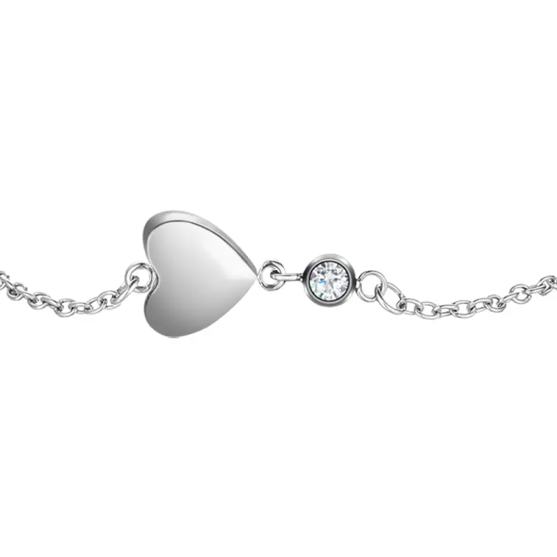 BRACCIALE IN ACCIAIO CON CUORE E CRISTALLO BIANCO miniatura 2