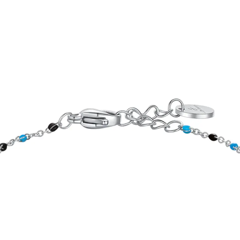 BRACCIALE IN ACCIAIO CON PALLONE E PIETRE AZZURE E NERE miniatura 3