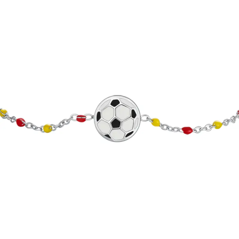BRACCIALE IN ACCIAIO CON PALLONE E PIETRE GIALLE E ROSSE miniatura 2