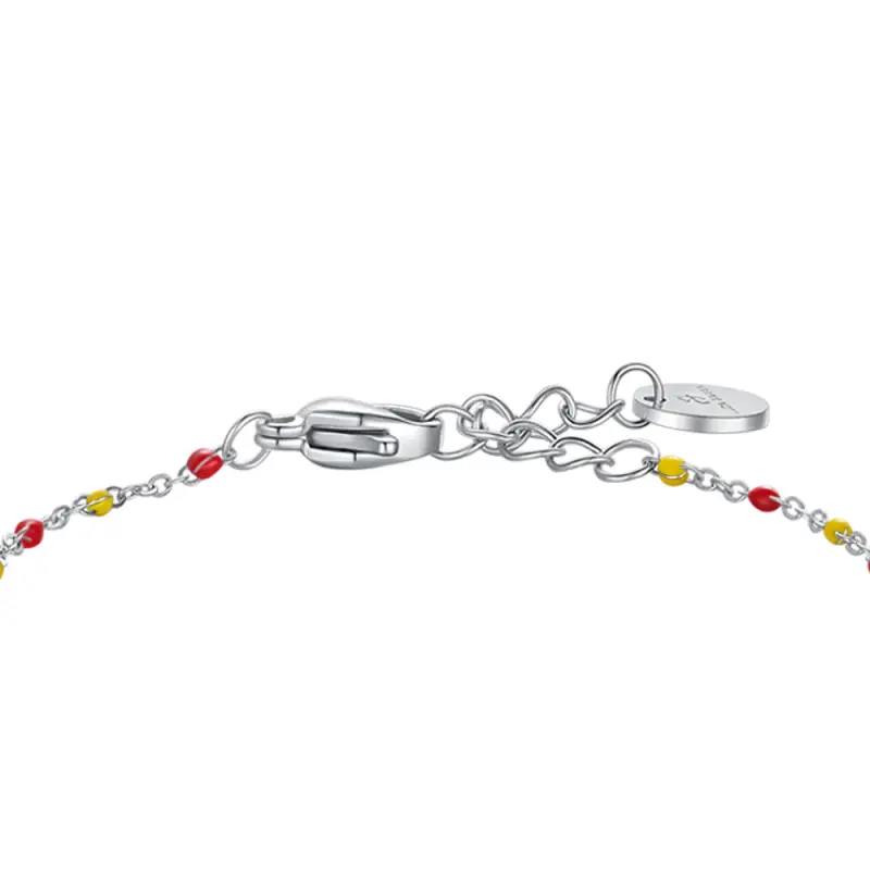 BRACCIALE IN ACCIAIO CON PALLONE E PIETRE GIALLE E ROSSE miniatura 3
