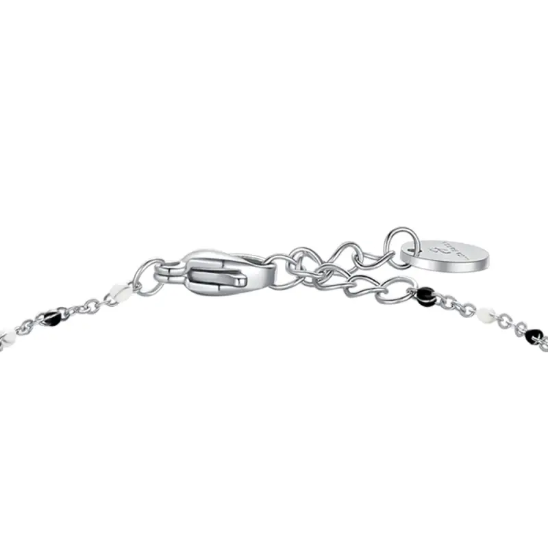 BRACCIALE IN ACCIAIO CON PALLONE E PIETRE NERE E BIANCHE miniatura 3
