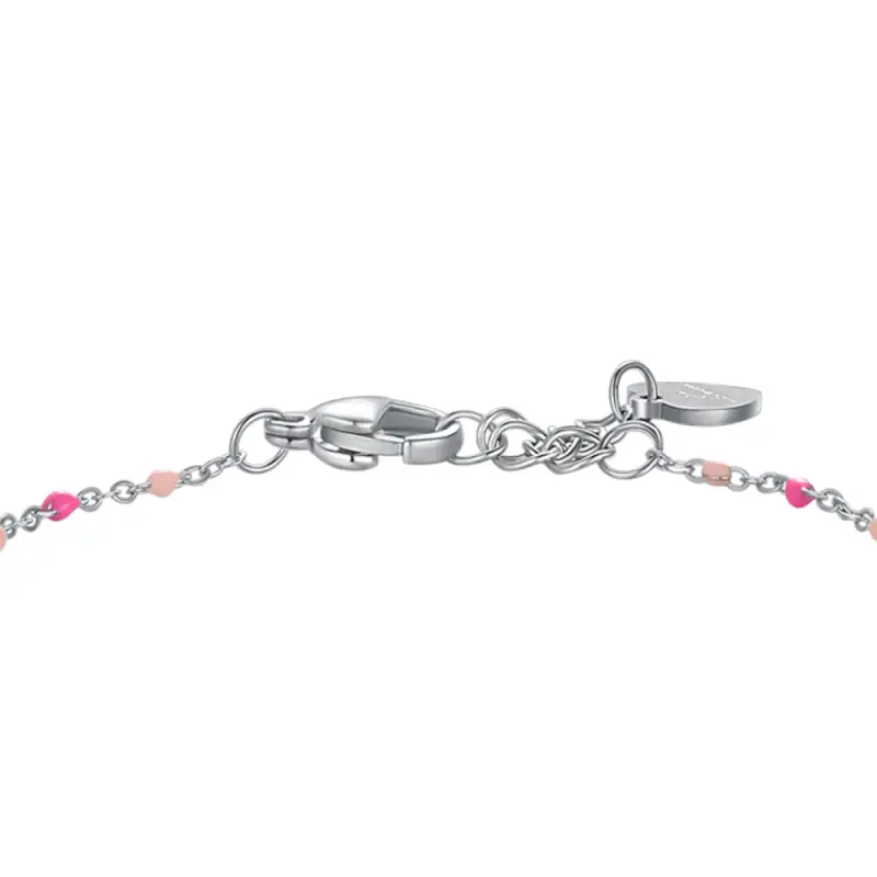 BRACCIALE IN ACCIAIO, CUPCAKE CON SMALTO ROSA E FUCSIA E PIETRE COLORATE miniatura 3