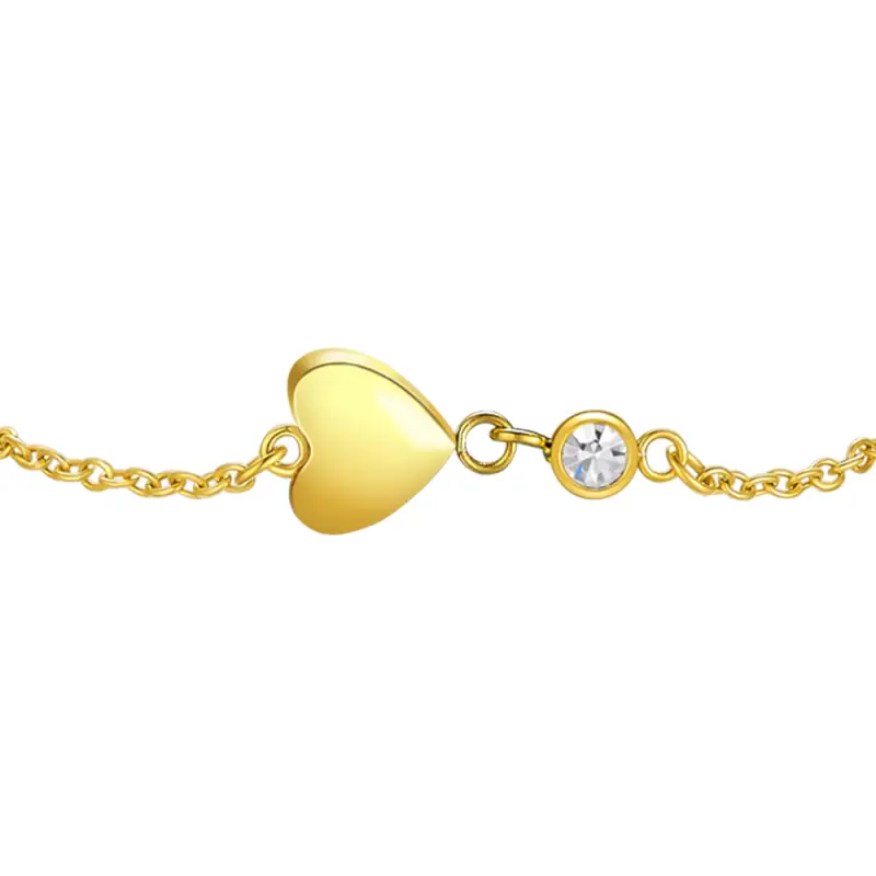 BRACCIALE IN ACCIAIO E IP GOLD CON CUORE E CRISTALLO BIANCO miniatura 2
