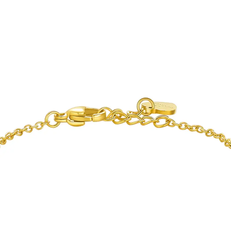 BRACCIALE IN ACCIAIO E IP GOLD CON QUADRIFOGLIO E CRISTALLO BIANCO miniatura 3