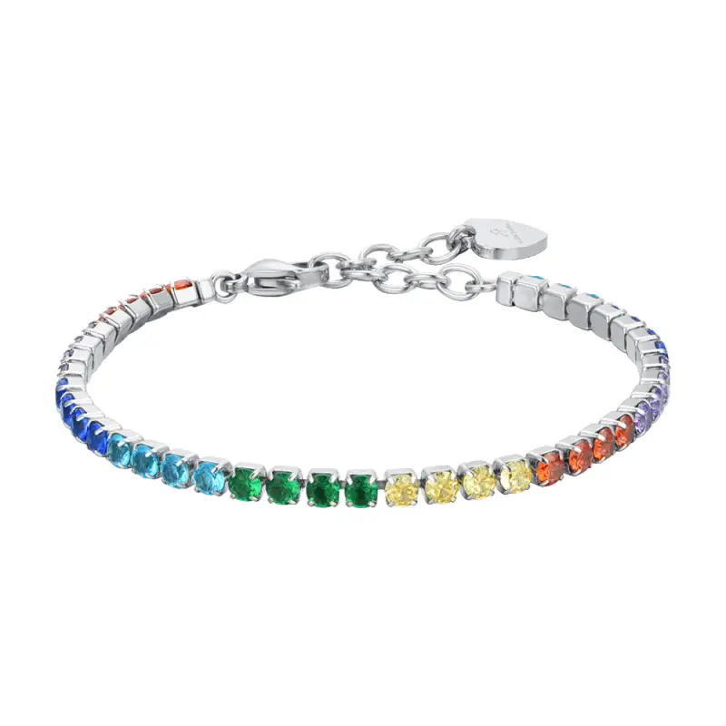 BRACCIALE TENNIS DONNA CRISTALLI ARCOBALENO
