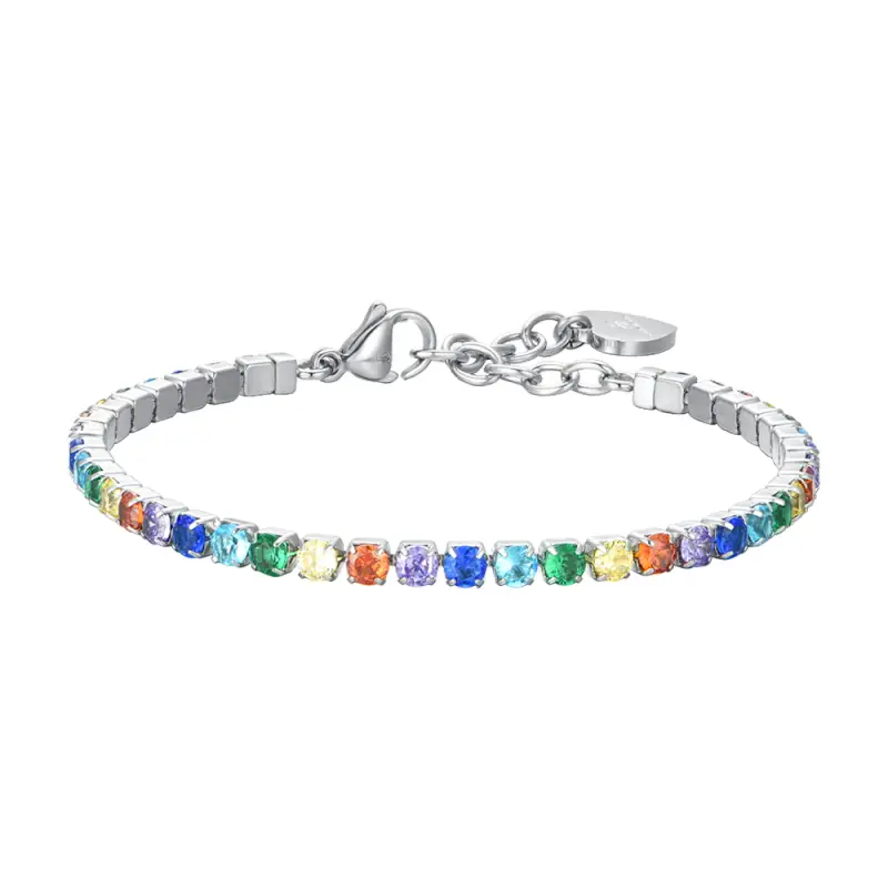 BRACCIALE TENNIS DONNA CRISTALLI MULTICOLOR