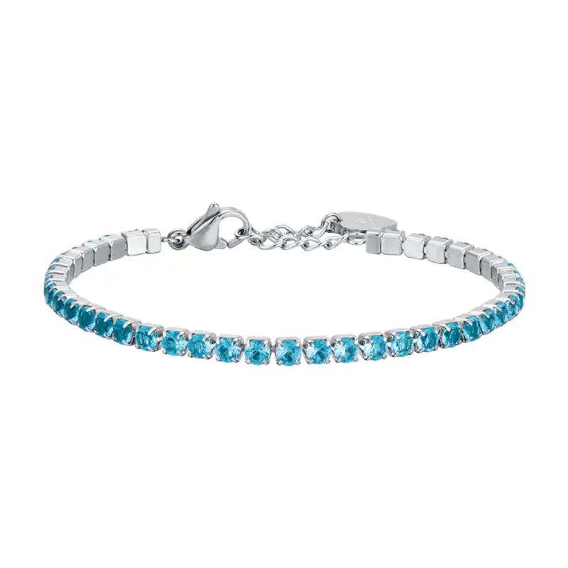 BRACCIALE TENNIS DONNA IN ACCIAIO CON CRISTALLI AZZURRI
