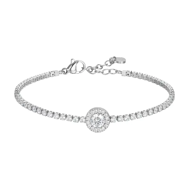 BRACCIALE TENNIS DONNA IN ACCIAIO CON ELEMENTO CON ZIRCONI BIANCHI