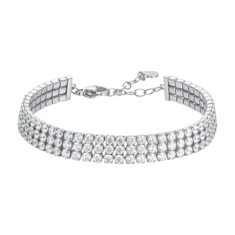 BRACCIALE TENNIS DONNA IN ACCIAIO CON ZIRCONI BIANCHI