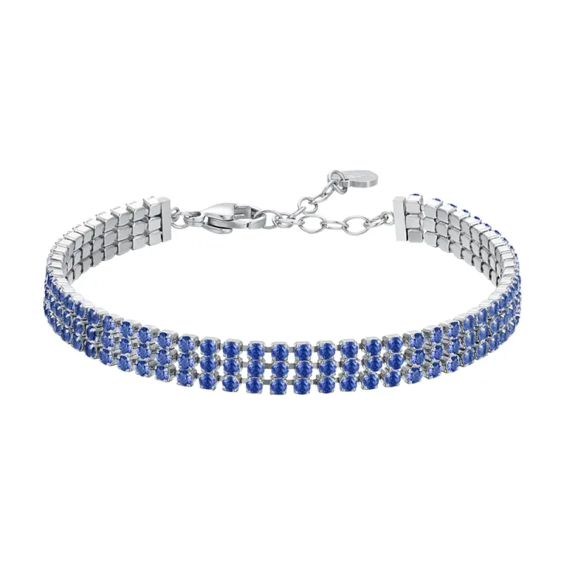 BRACCIALE TENNIS DONNA IN ACCIAIO CON ZIRCONI BLU