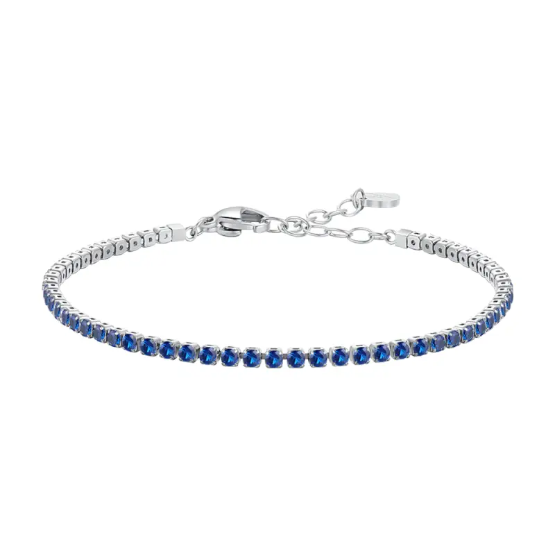 BRACCIALE TENNIS DONNA IN ACCIAIO CON ZIRCONI BLU