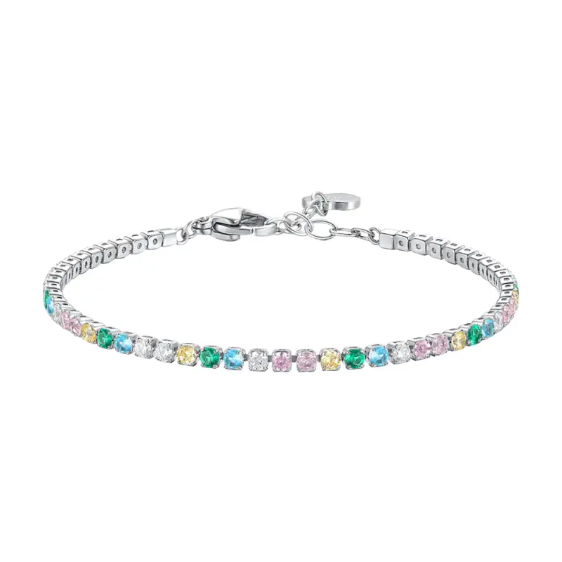 BRACCIALE TENNIS DONNA IN ACCIAIO CON ZIRCONI MULTICOLOR