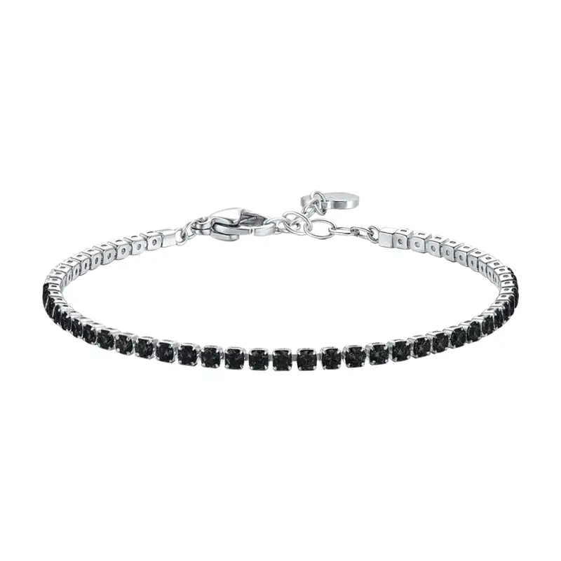 BRACCIALE TENNIS DONNA IN ACCIAIO CON ZIRCONI NERI