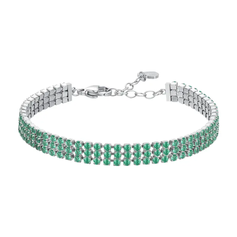 BRACCIALE TENNIS DONNA IN ACCIAIO CON ZIRCONI VERDI