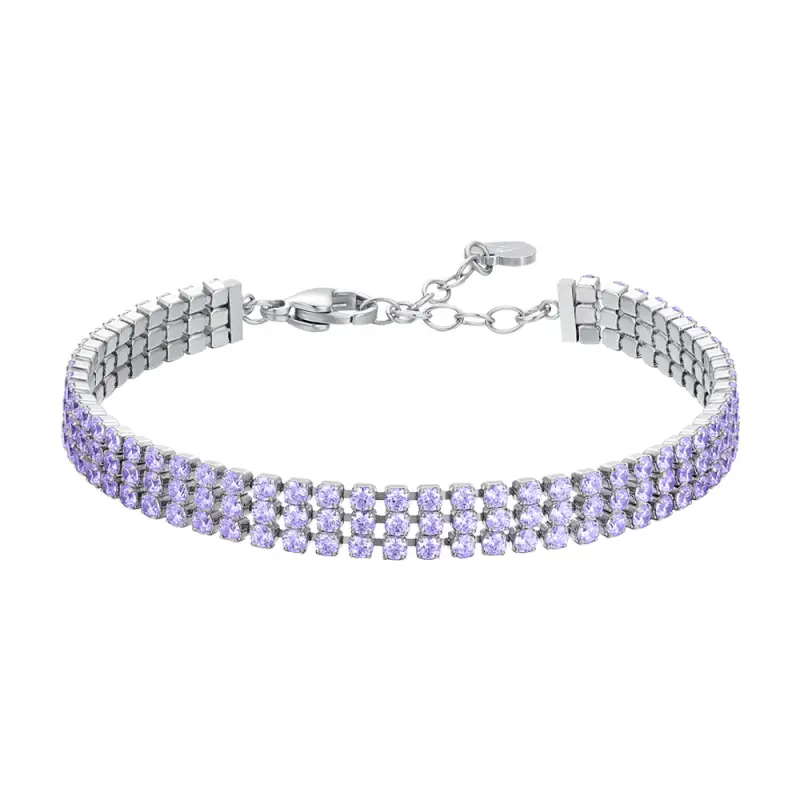 BRACCIALE TENNIS DONNA IN ACCIAIO CON ZIRCONI VIOLA