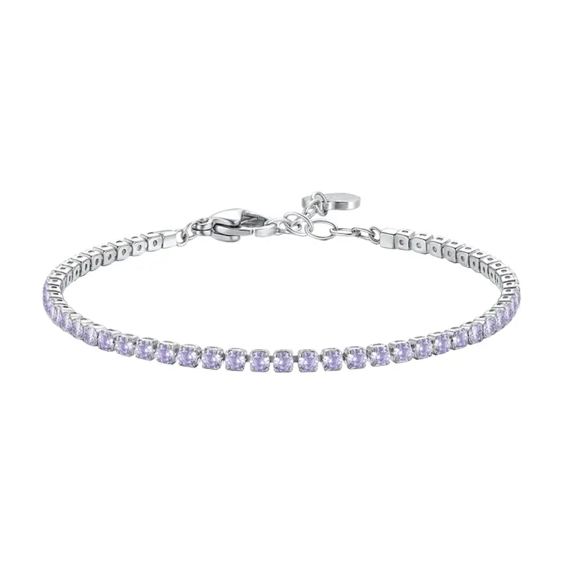 BRACCIALE TENNIS DONNA IN ACCIAIO CON ZIRCONI VIOLA