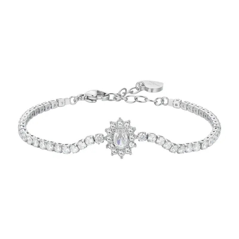 BRACCIALE TENNIS DONNA IN ACCIAIO CRISTALLI E ZIRCONE BIANCO