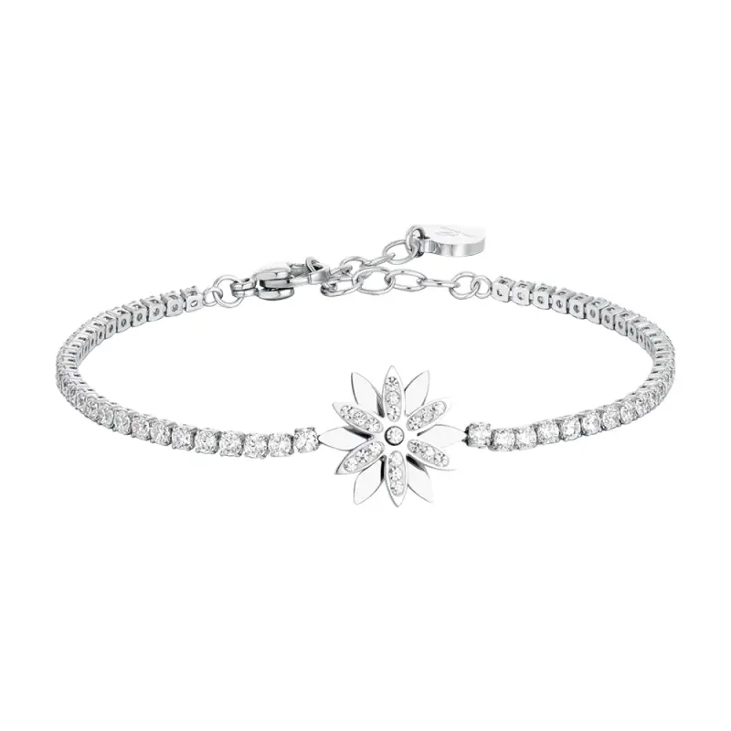 BRACCIALE TENNIS DONNA IN ACCIAIO FIORE GIREVOLE
