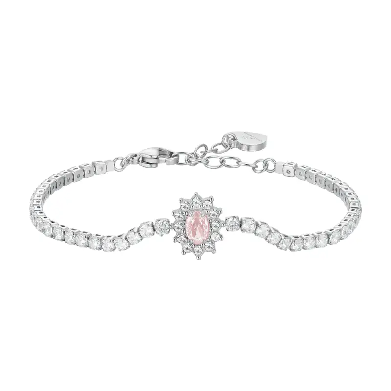 BRACCIALE TENNIS DONNA N ACCIAIO CRISTALLI E ZIRCONE ROSA