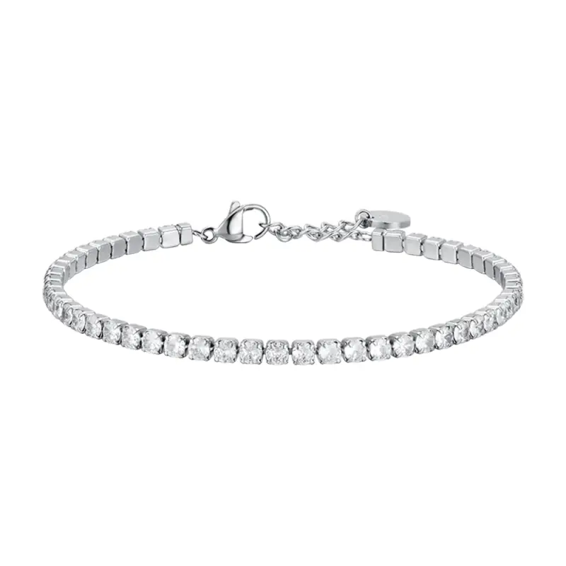 BRACCIALE TENNIS UOMO IN ACCIAIO CON CRISTALLI BIANCHI