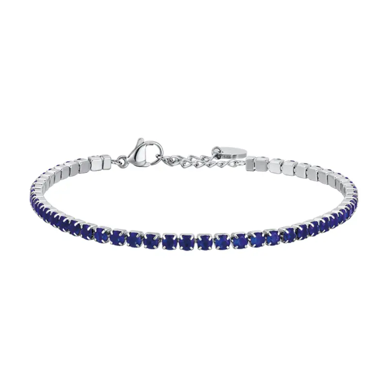 BRACCIALE TENNIS UOMO IN ACCIAIO CON CRISTALLI BLU