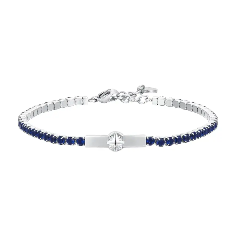 BRACCIALE TENNIS UOMO ROSA DEI VENTI E ZIRCONI BLU