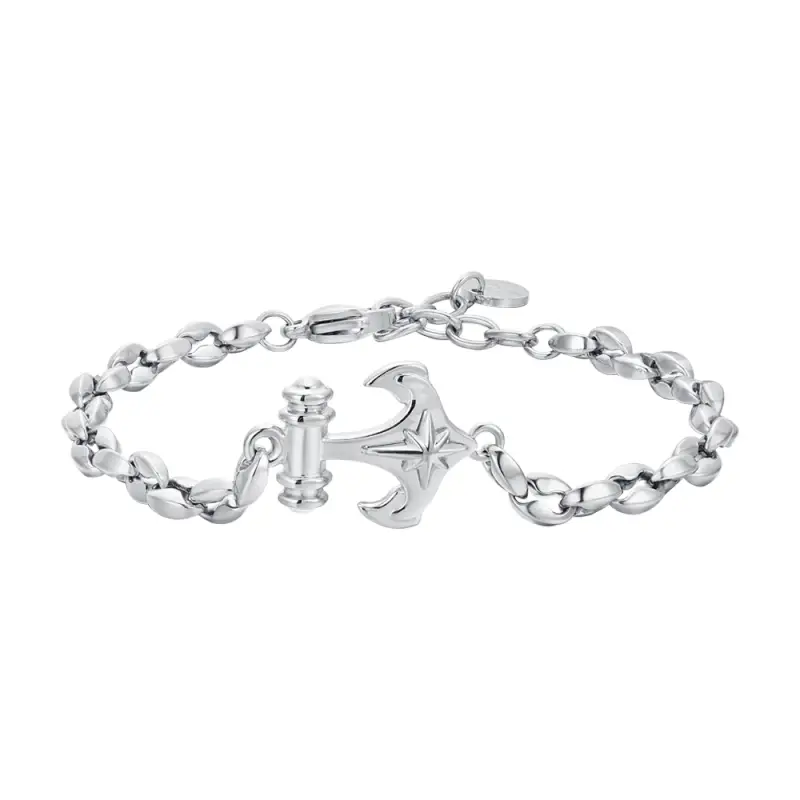 BRACCIALE UOMO IN ACCIAIO ANCORA E ROSA DEI VENTI