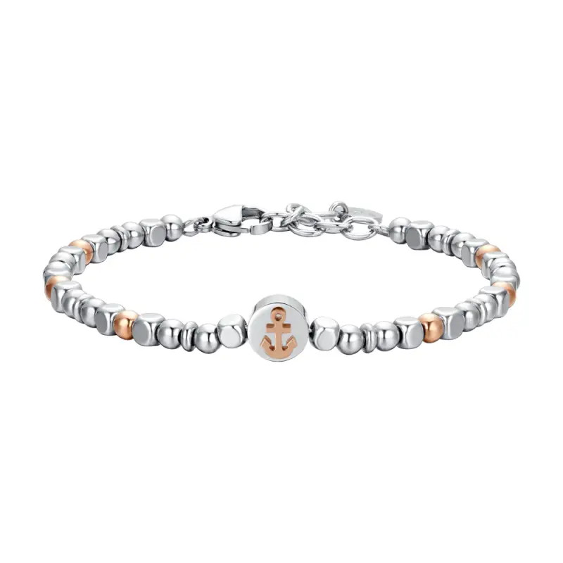 BRACCIALE UOMO IN ACCIAIO ANCORA IP ROSE GOLD
