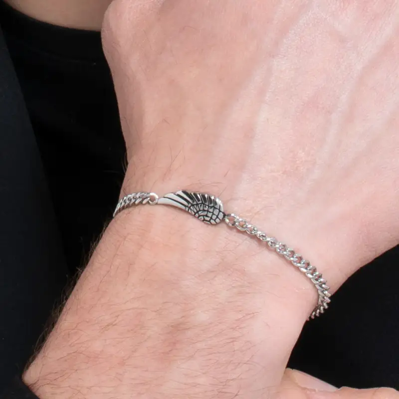 BRACCIALE UOMO IN ACCIAIO CON ALA miniatura 2
