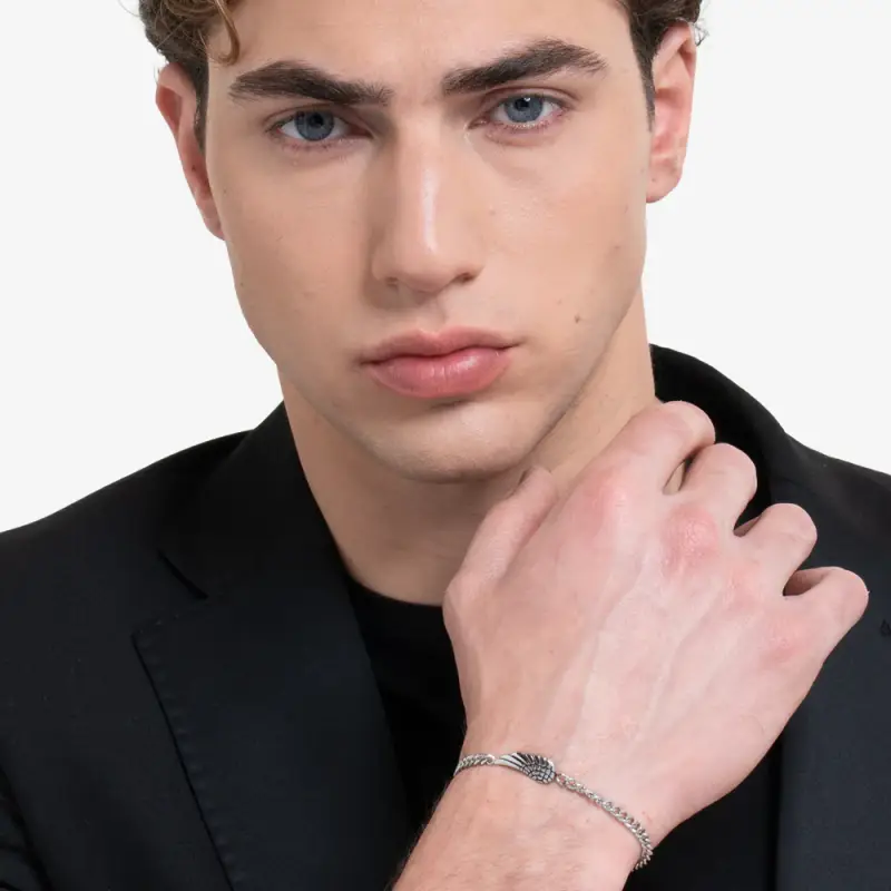BRACCIALE UOMO IN ACCIAIO CON ALA miniatura 3