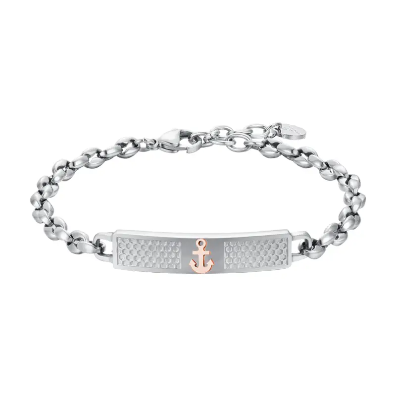 BRACCIALE UOMO IN ACCIAIO CON ANCORA IP ROSE