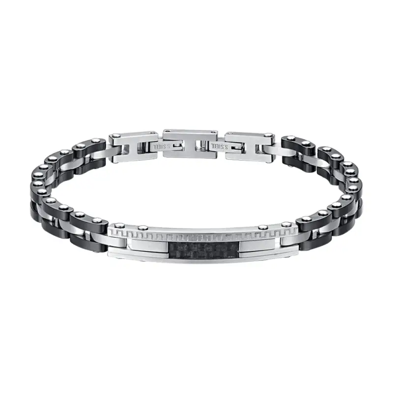 BRACCIALE UOMO IN ACCIAIO CON CERAMICA NERA