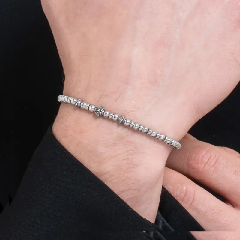 BRACCIALE UOMO IN ACCIAIO CON ELEMENTI IN ACCIAIO CON EFFETTO VINTAGE miniatura 2