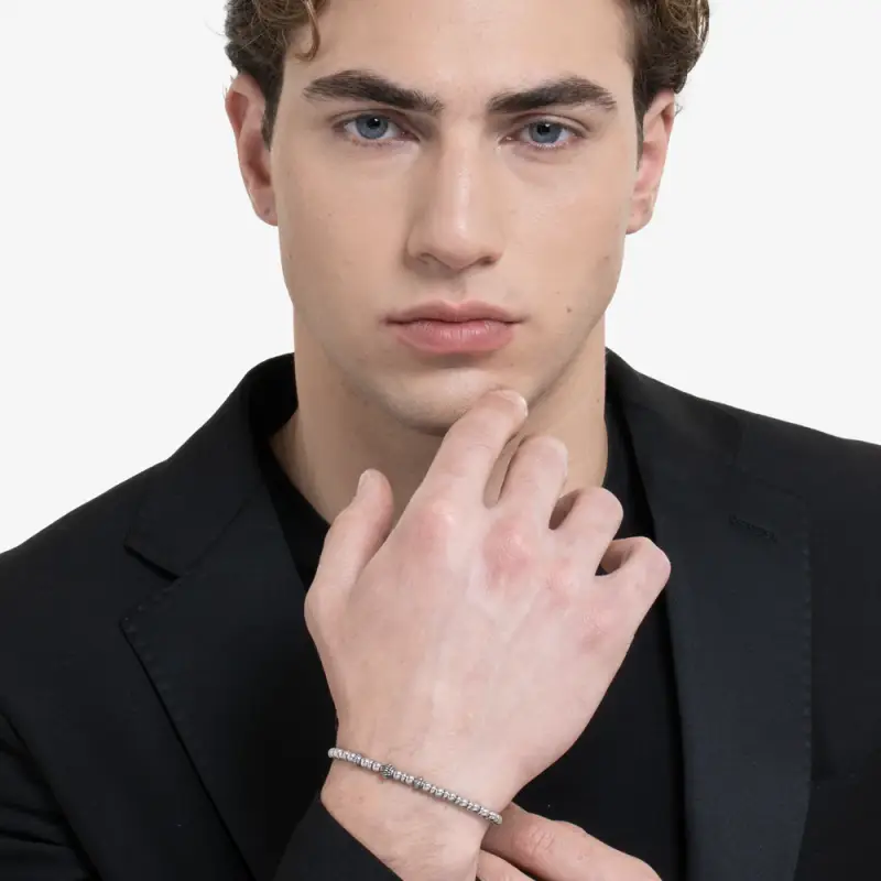 BRACCIALE UOMO IN ACCIAIO CON ELEMENTI IN ACCIAIO CON EFFETTO VINTAGE miniatura 3