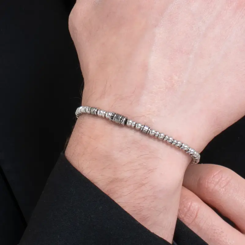 BRACCIALE UOMO IN ACCIAIO CON ELEMENTI IN ACCIAIO CON EFFETTO VINTAGE miniatura 2