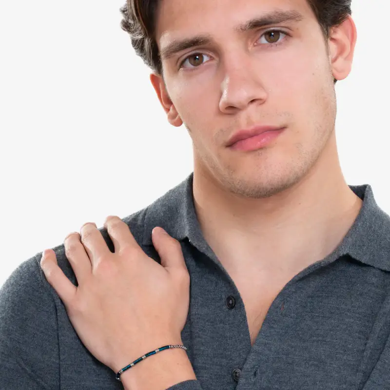 BRACCIALE UOMO IN ACCIAIO CON ELEMENTI IN ACCIAIO IP BLU miniatura 3